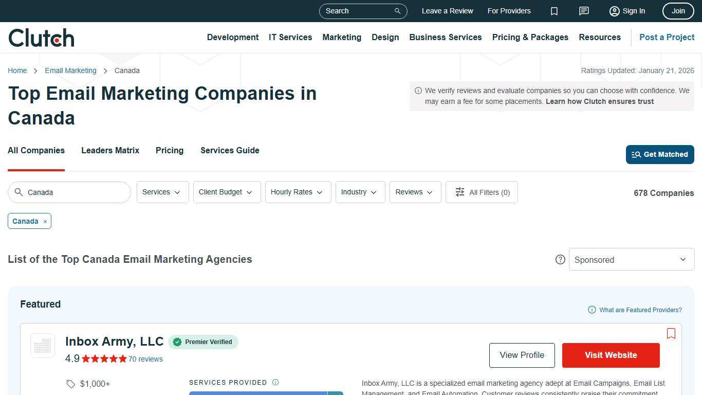 Top Email Marketing Companies in Canada - Jan 2026 Rankings | Clutch.co