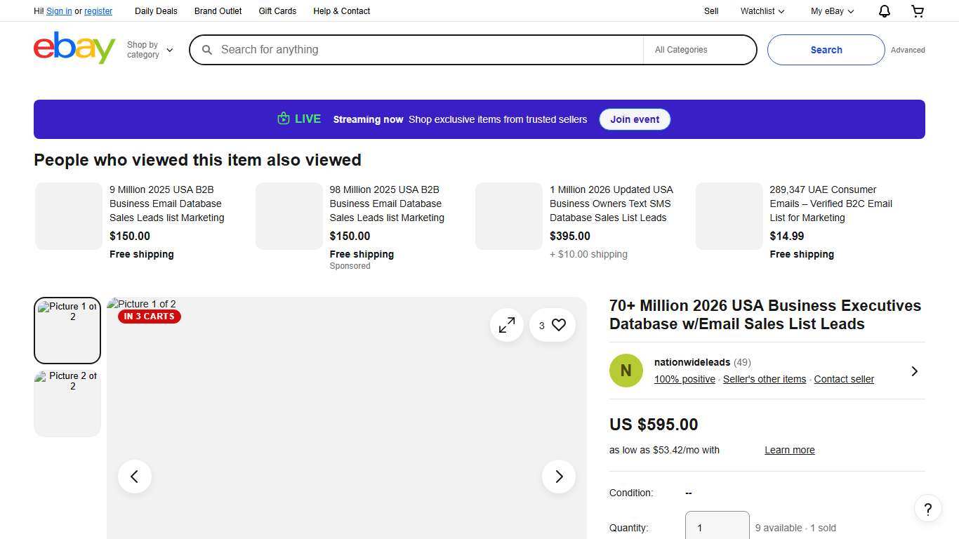 70+ Million 2026 USA Business Executives Database w/Email Sales List Leads | eBay
